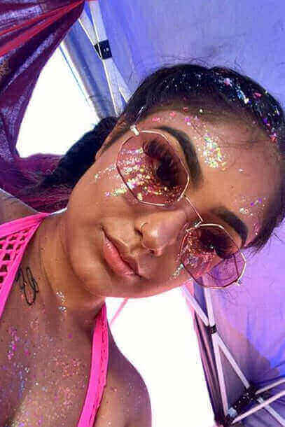Bold with glitter lips