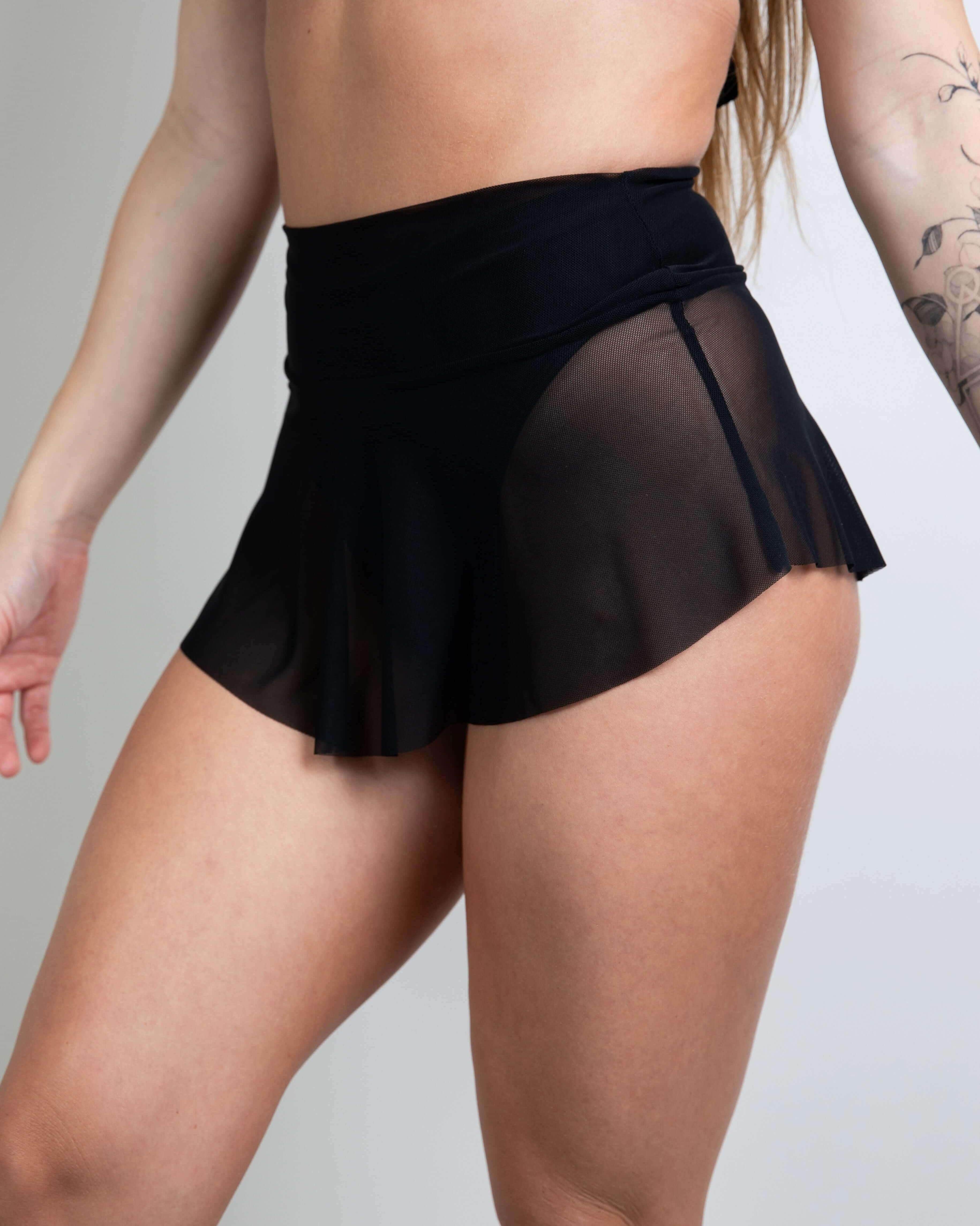 Black Mesh Micro Skater Skirt — Freedom Rave Wear