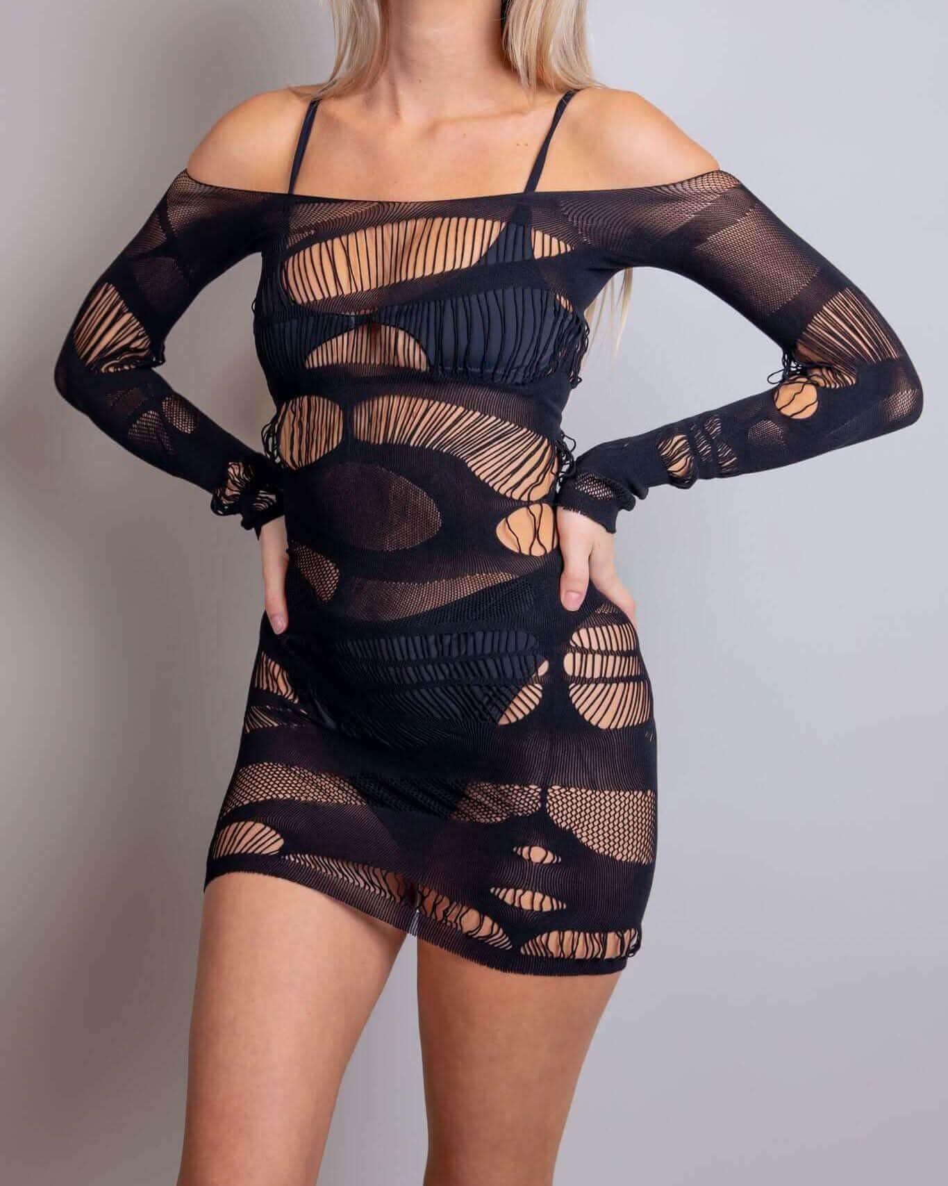 Dark Dimensions Fishnet Dress — Freedom Rave Wear