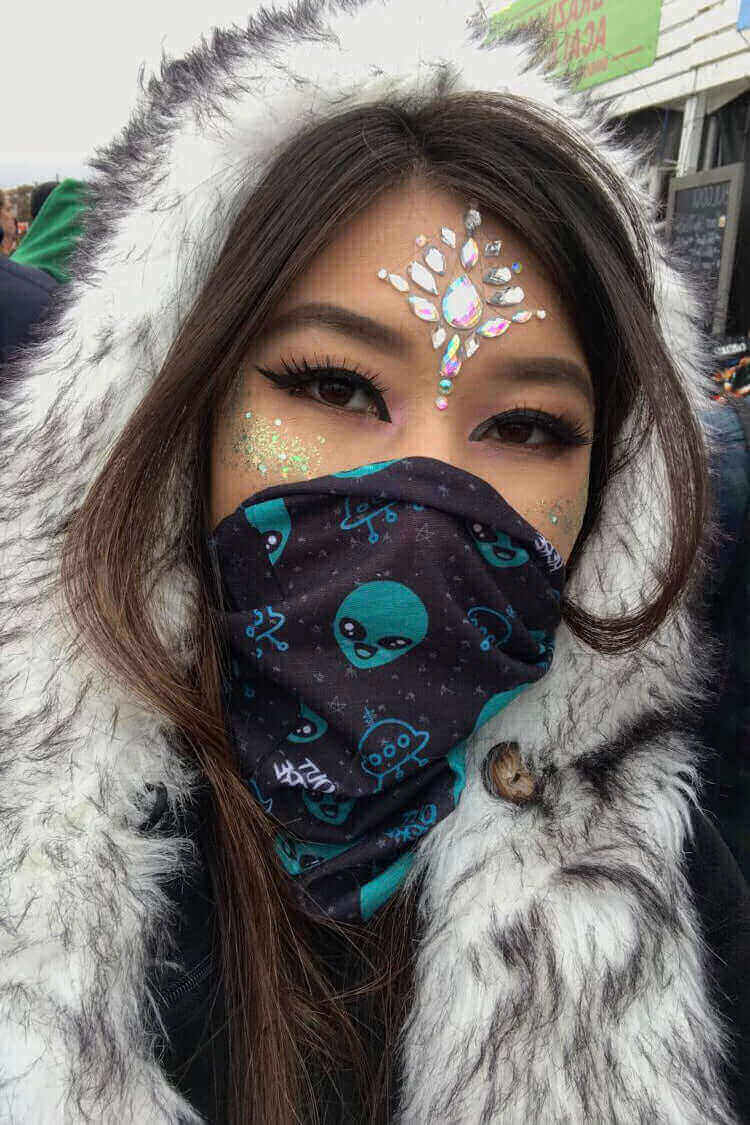 Face gems and glitter combo
