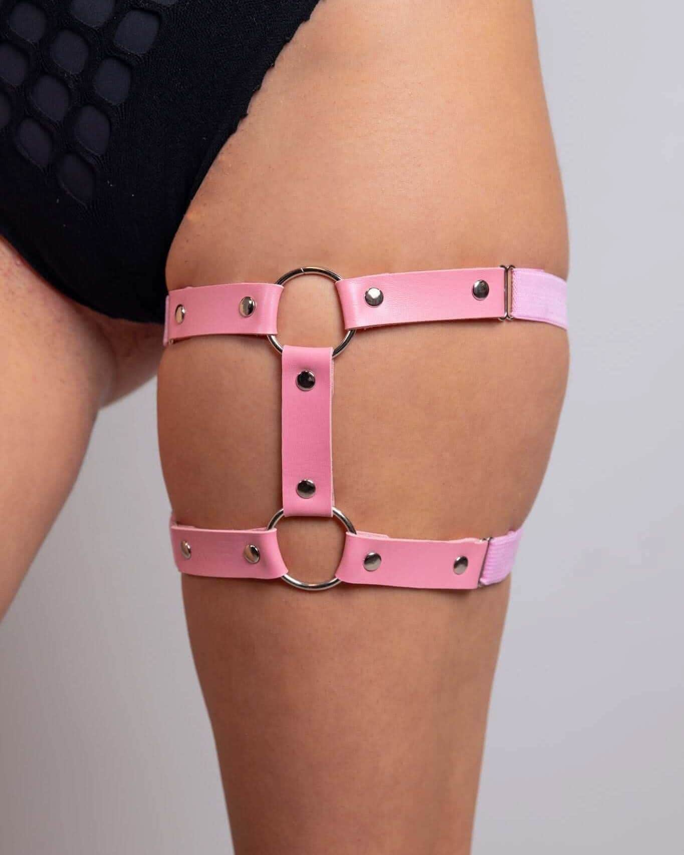 Leather Adjustable Leg Garter - Light Pink — Freedom Rave Wear