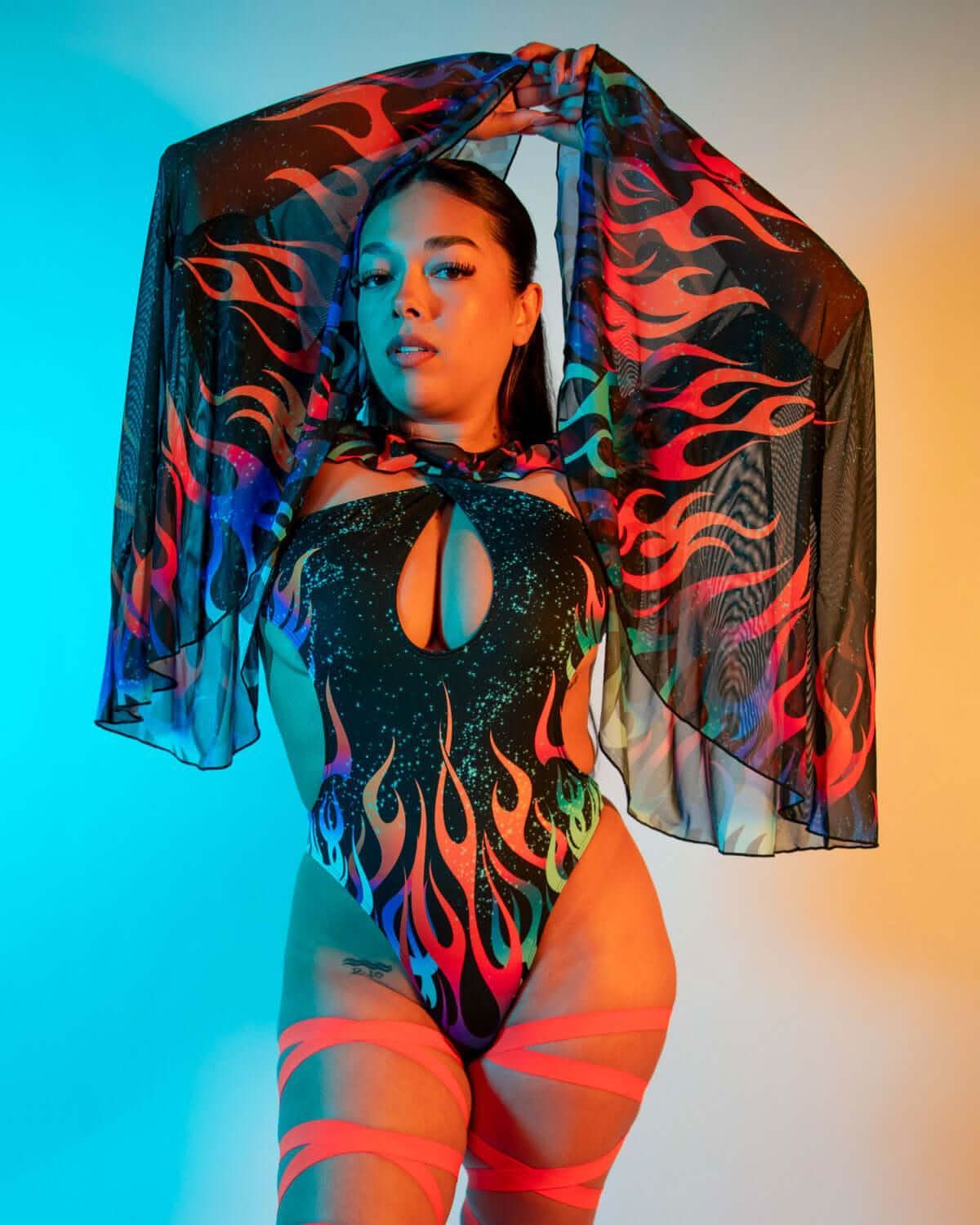 Blaze Mesh Bell Sleeves — Freedom Rave Wear
