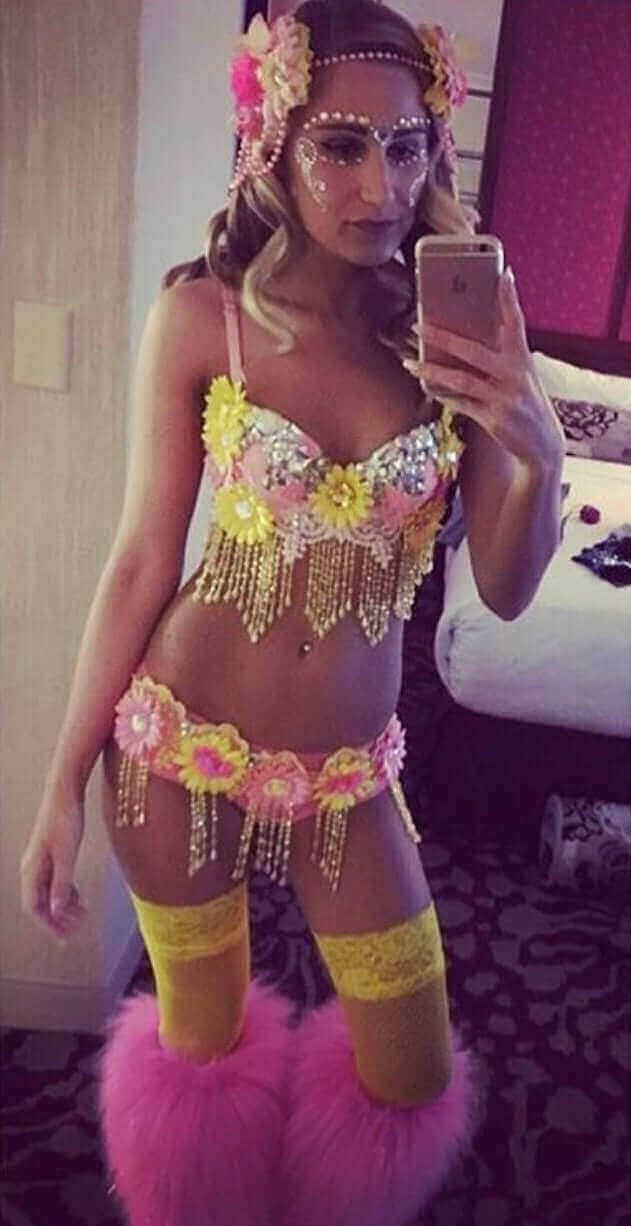 Rave girl flower bra festival outfit
