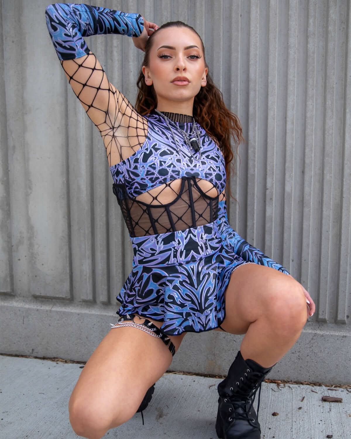 Chromium Micro Skater Skirt — Freedom Rave Wear