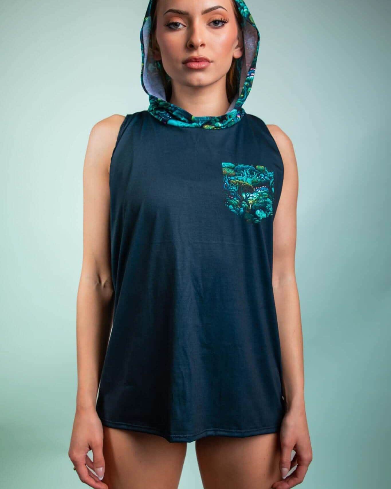 Faewood Tank Top with Hood — Freedom Rave Wear