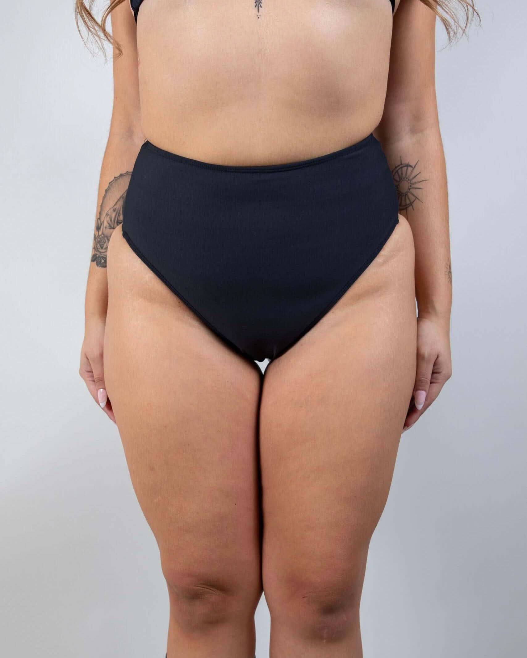 Matte Black High Waisted Bikini Bottoms — Freedom Rave Wear