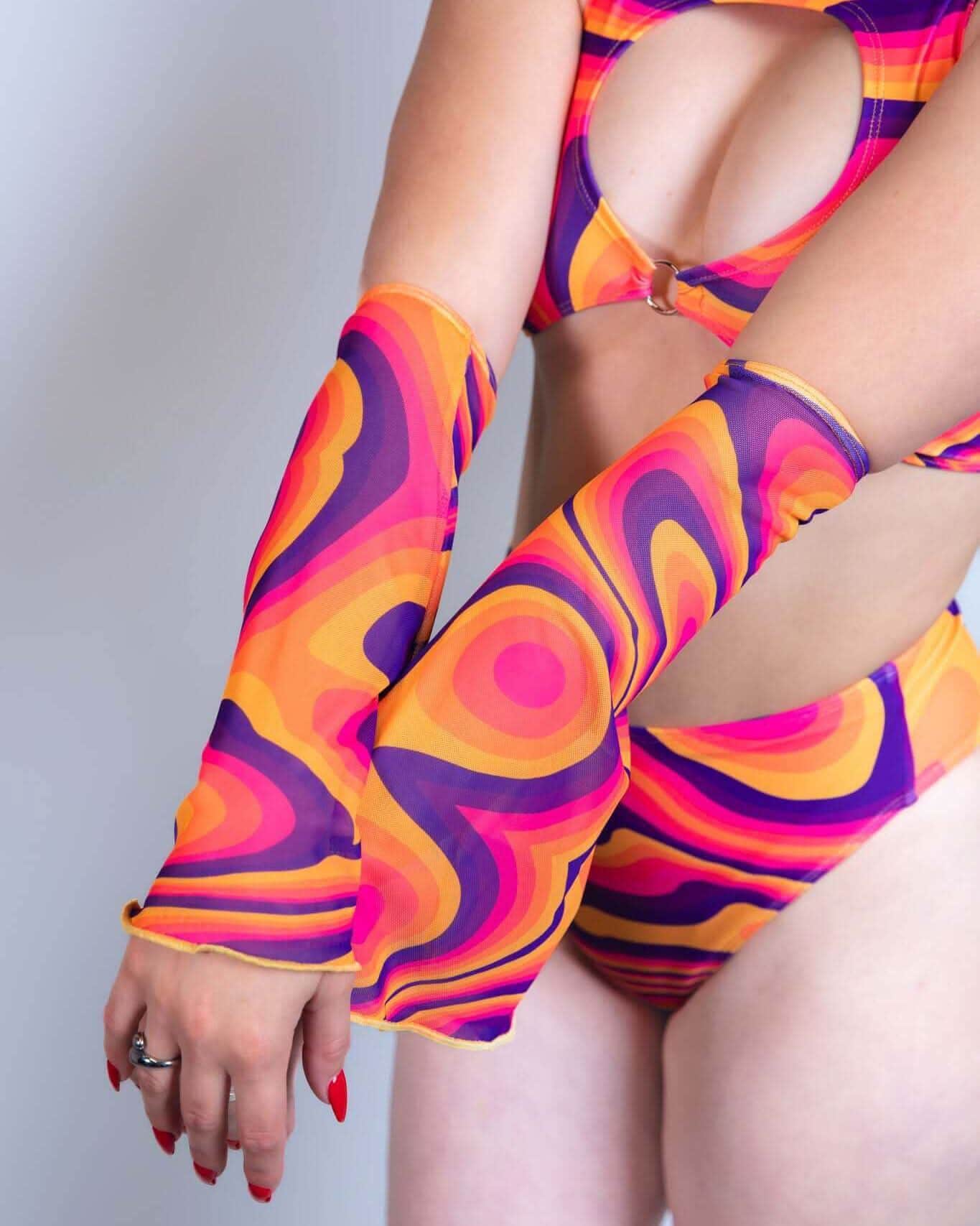 Tangerine Tango Mesh Flare Sleeves — Freedom Rave Wear