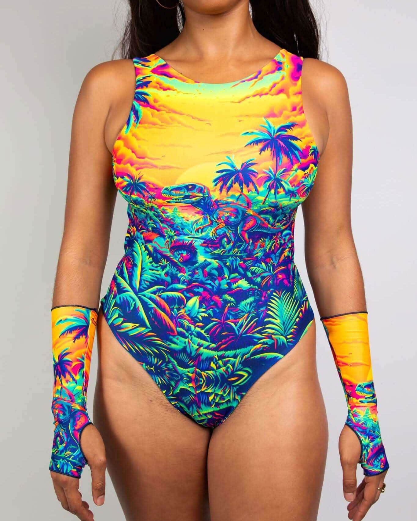 Saurian Reversible High Neck Bodysuit — Freedom Rave Wear